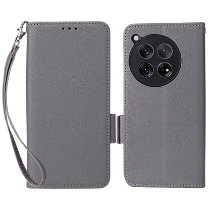 For OnePlus 12 5G Case PU Leather Litchi Texture Card Slots Phone Protector with Strap