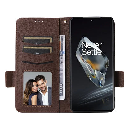 For OnePlus 12 5G Case PU Leather Litchi Texture Card Slots Phone Protector with Strap