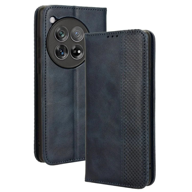 For OnePlus 12 5G Retro Texture Phone Shell Wallet PU Leather Case Stand Cover