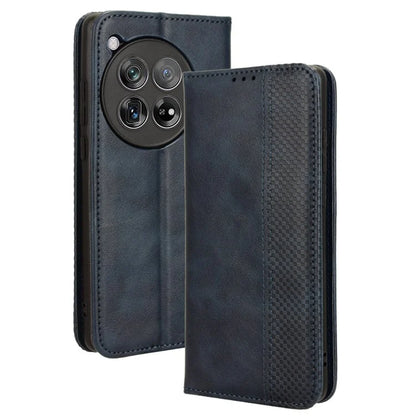 For OnePlus 12 5G Retro Texture Phone Shell Wallet PU Leather Case Stand Cover