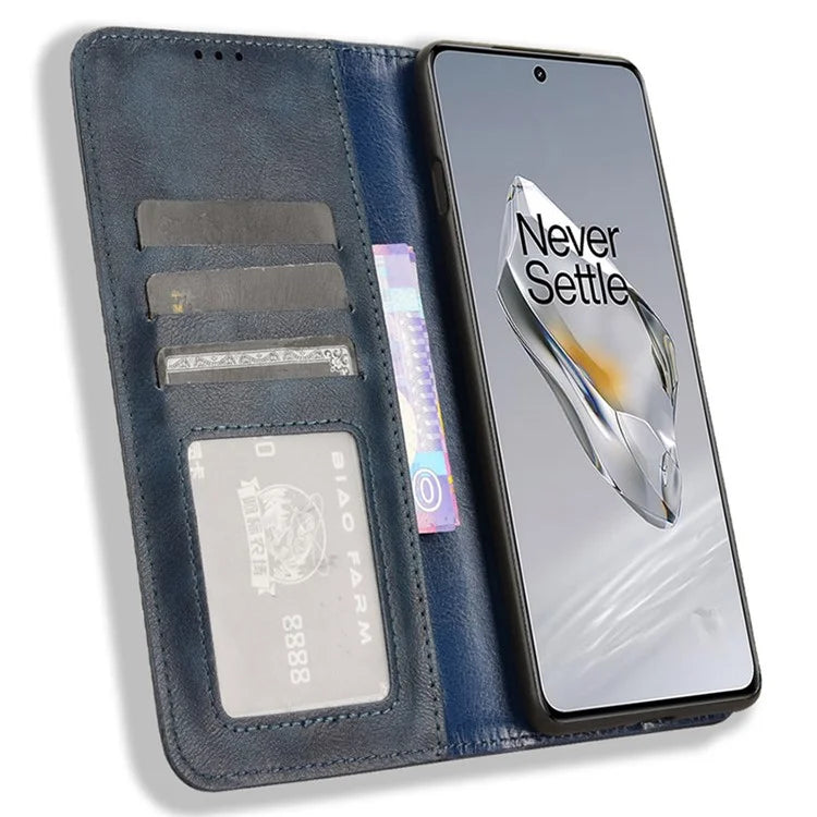 For OnePlus 12 5G Retro Texture Phone Shell Wallet PU Leather Case Stand Cover