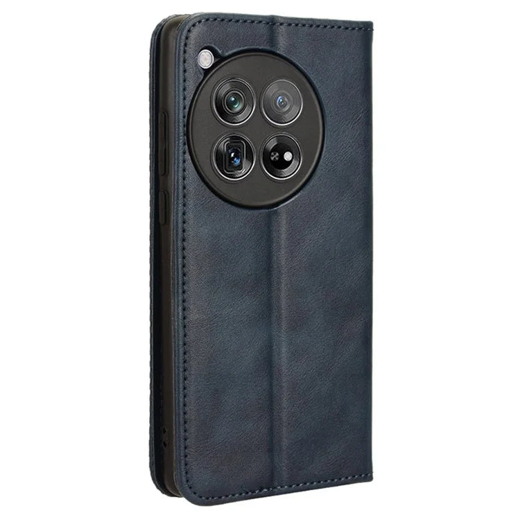 For OnePlus 12 5G Retro Texture Phone Shell Wallet PU Leather Case Stand Cover