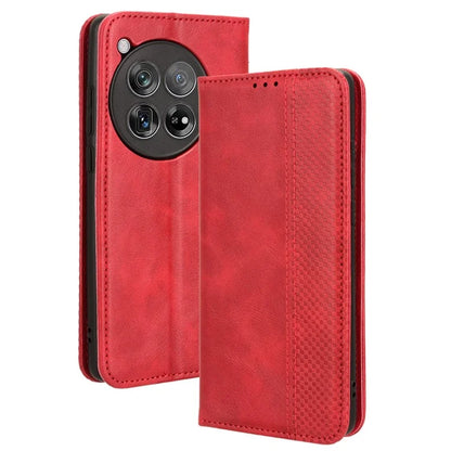 For OnePlus 12 5G Retro Texture Phone Shell Wallet PU Leather Case Stand Cover