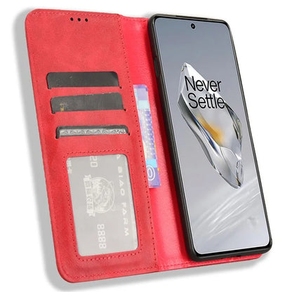 For OnePlus 12 5G Retro Texture Phone Shell Wallet PU Leather Case Stand Cover