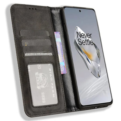 For OnePlus 12 5G Retro Texture Phone Shell Wallet PU Leather Case Stand Cover