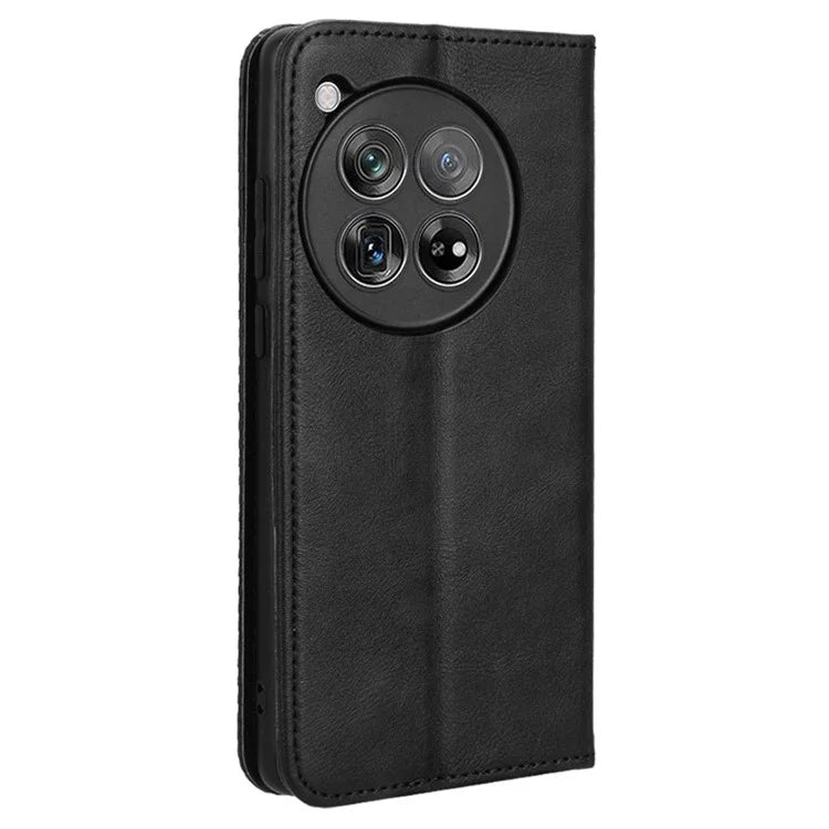 For OnePlus 12 5G Retro Texture Phone Shell Wallet PU Leather Case Stand Cover