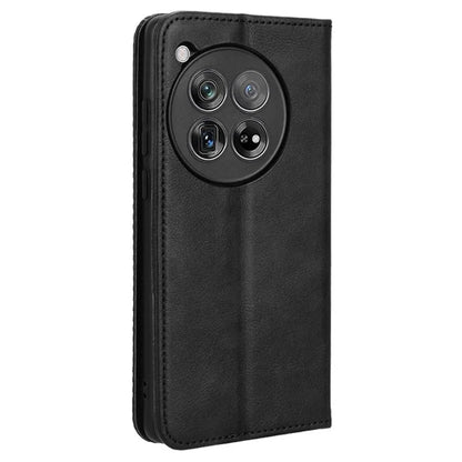 For OnePlus 12 5G Retro Texture Phone Shell Wallet PU Leather Case Stand Cover
