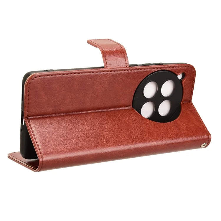 For OnePlus 12 5G Wallet Leather Phone Case Craxy Horse Pattern