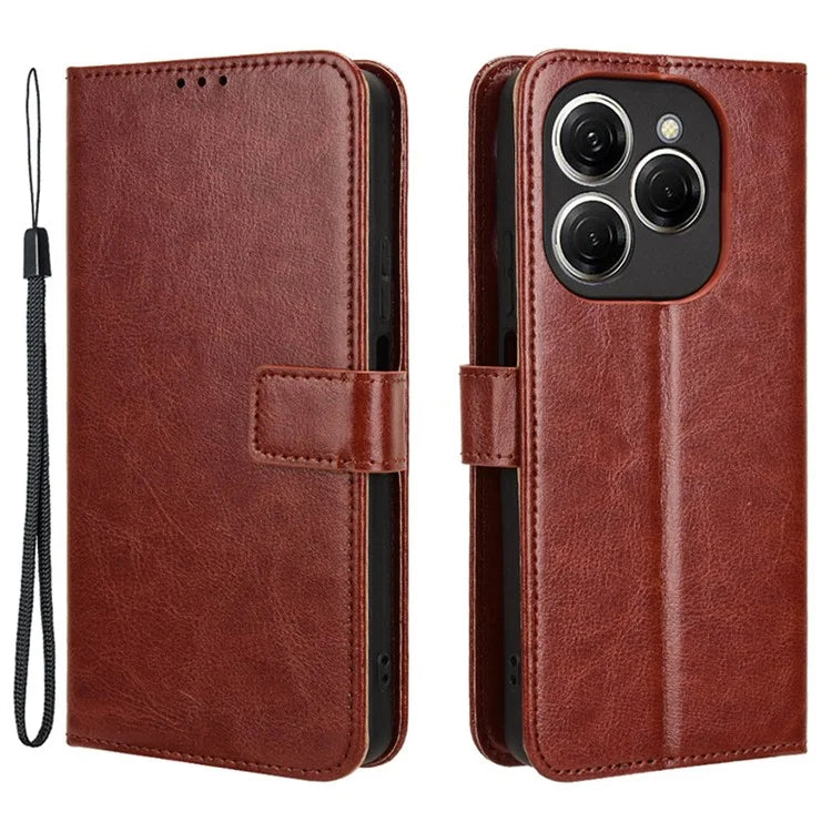For Transsion Tecno Spark 20 Pro KJ6 Wallet Case with Strap Stand Leather Cover