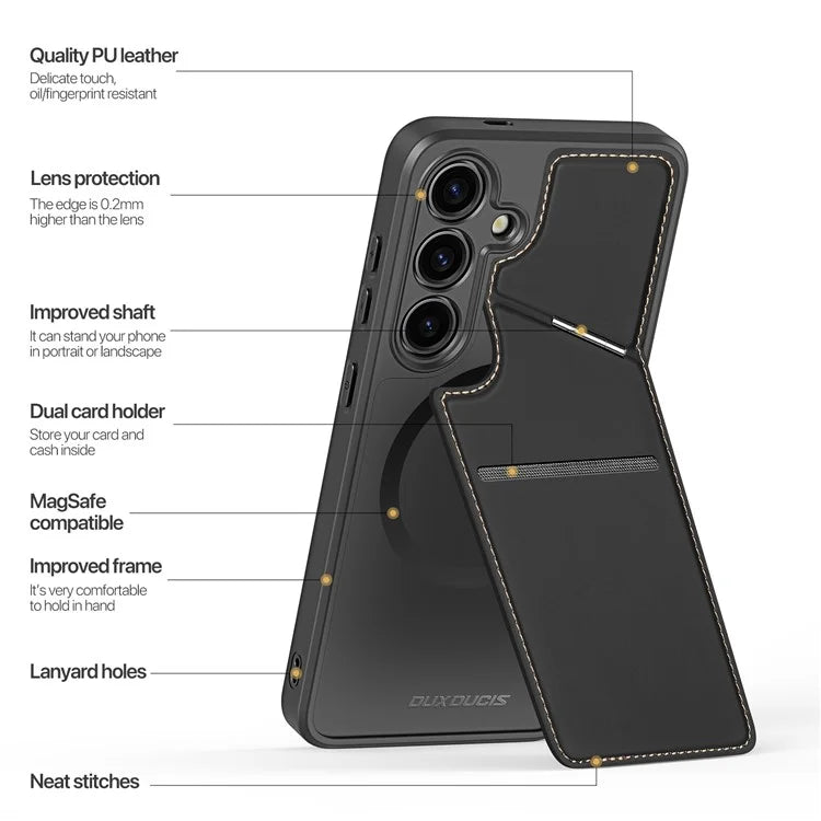 DUX DUCIS Rafi II Series for Samsung Galaxy S24 RFID Blocking Case Card Holder Kickstand Phone Cover