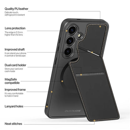 DUX DUCIS Rafi II Series for Samsung Galaxy S24 RFID Blocking Case Card Holder Kickstand Phone Cover