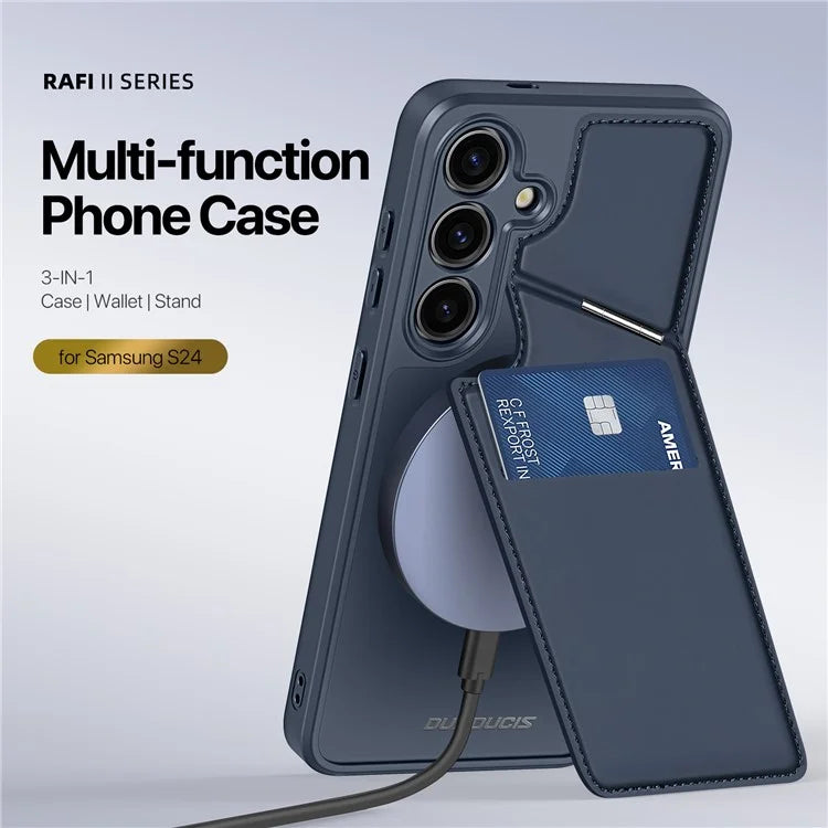 DUX DUCIS Rafi II Series for Samsung Galaxy S24 RFID Blocking Case Card Holder Kickstand Phone Cover