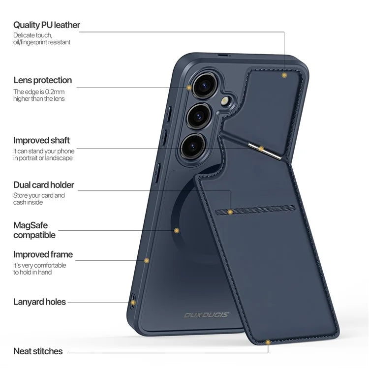 DUX DUCIS Rafi II Series for Samsung Galaxy S24 RFID Blocking Case Card Holder Kickstand Phone Cover