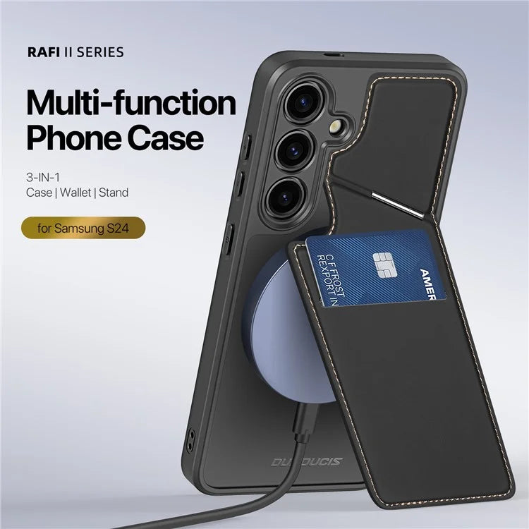 DUX DUCIS Rafi II Series for Samsung Galaxy S24+ Magnetic Case PU Leather Kickstand Phone Cover