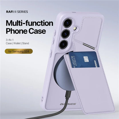 DUX DUCIS Rafi II Series for Samsung Galaxy S24+ Magnetic Case PU Leather Kickstand Phone Cover
