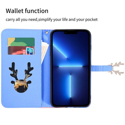 For iPhone 13 Pro Case Gradient Crocodile Texture Deer Decor Phone Cover