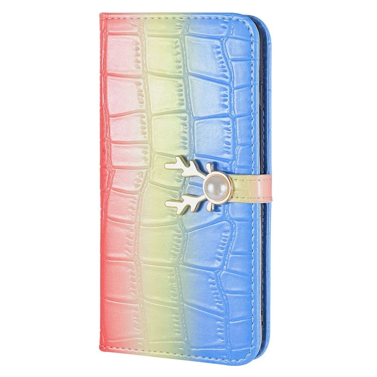 For iPhone 13 Pro Case Gradient Crocodile Texture Deer Decor Phone Cover