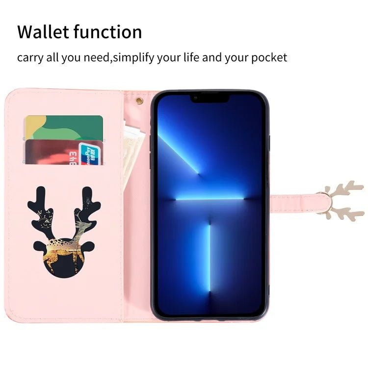 For iPhone 13 Pro Case Gradient Crocodile Texture Deer Decor Phone Cover
