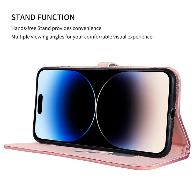 For iPhone 14 Pro Max Deer Decor Case Gradient Crocodile Texture Shockproof Phone Cover