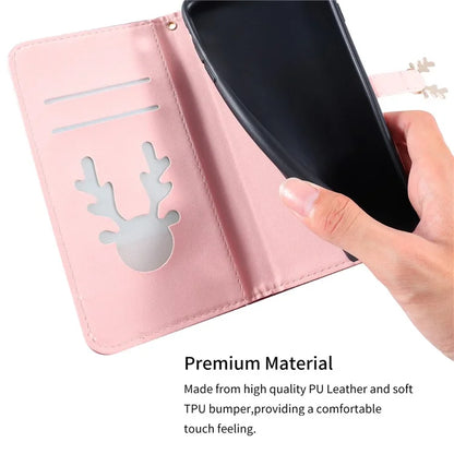 For iPhone 14 Pro Max Deer Decor Case Gradient Crocodile Texture Shockproof Phone Cover