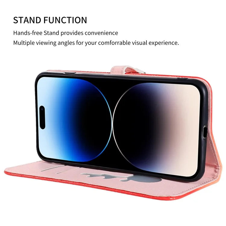 For iPhone 14 Pro Max Deer Decor Case Gradient Crocodile Texture Shockproof Phone Cover