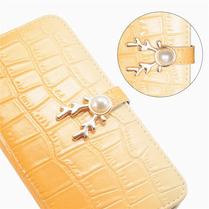 For iPhone 14 Pro Max Deer Decor Case Gradient Crocodile Texture Shockproof Phone Cover