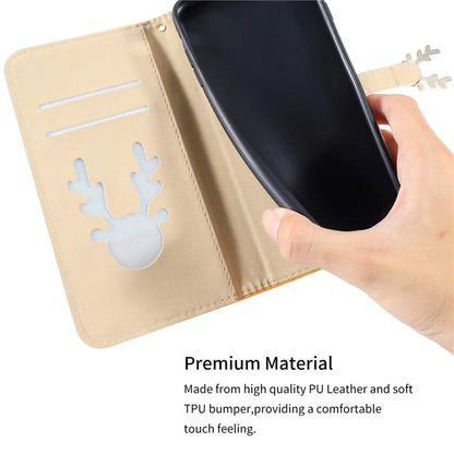 For iPhone 14 Pro Max Deer Decor Case Gradient Crocodile Texture Shockproof Phone Cover