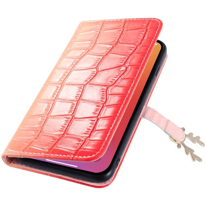 For iPhone 14 Plus Wallet Case Gradient Crocodile Texture Protective Phone Cover