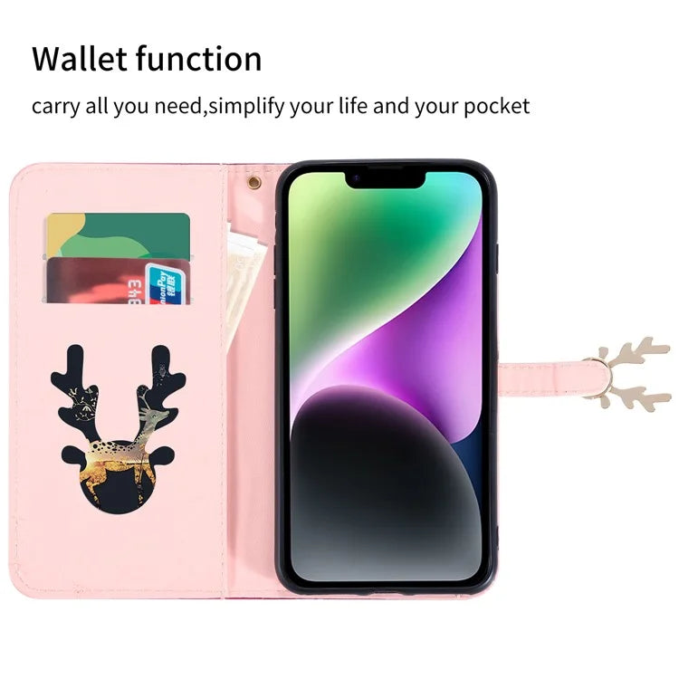 For iPhone 14 Plus Wallet Case Gradient Crocodile Texture Protective Phone Cover