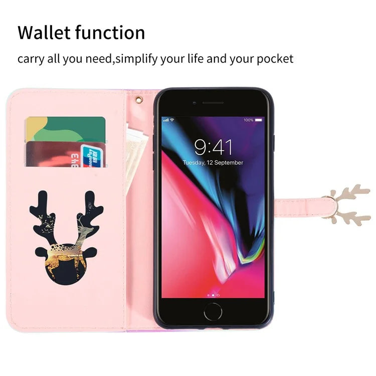 For iPhone 7 / 8 / SE (2020) / SE (2022) Case Gradient Crocodile Texture Wallet Phone Cover
