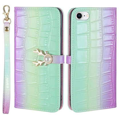 For iPhone 7 / 8 / SE (2020) / SE (2022) Case Gradient Crocodile Texture Wallet Phone Cover
