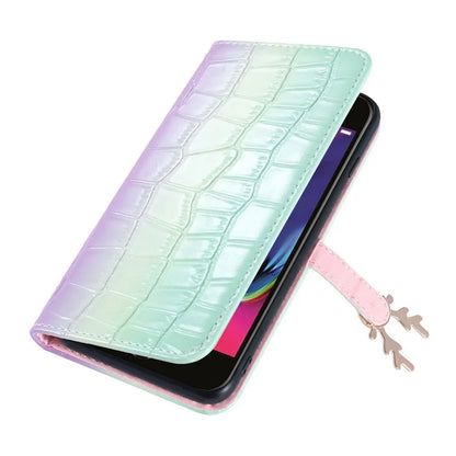 For iPhone 7 / 8 / SE (2020) / SE (2022) Case Gradient Crocodile Texture Wallet Phone Cover