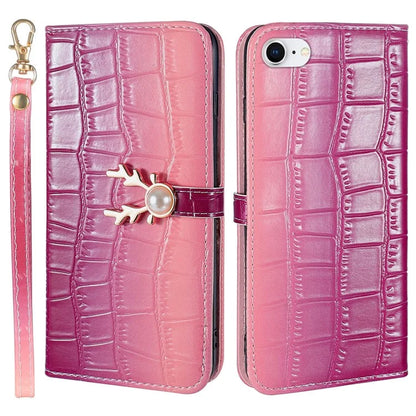 For iPhone 7 / 8 / SE (2020) / SE (2022) Case Gradient Crocodile Texture Wallet Phone Cover