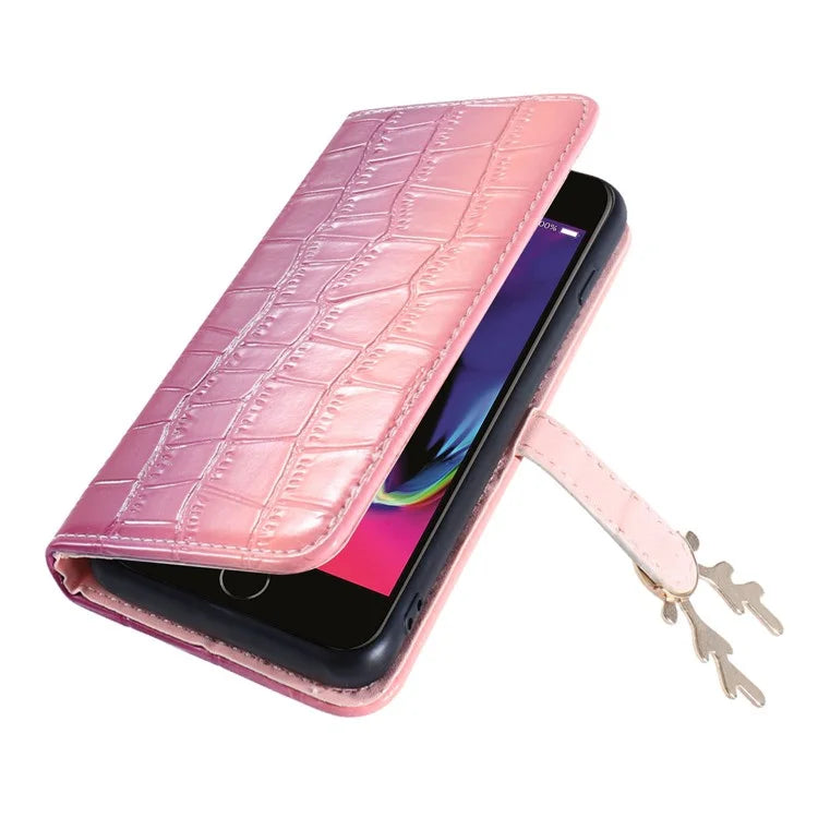 For iPhone 7 / 8 / SE (2020) / SE (2022) Case Gradient Crocodile Texture Wallet Phone Cover