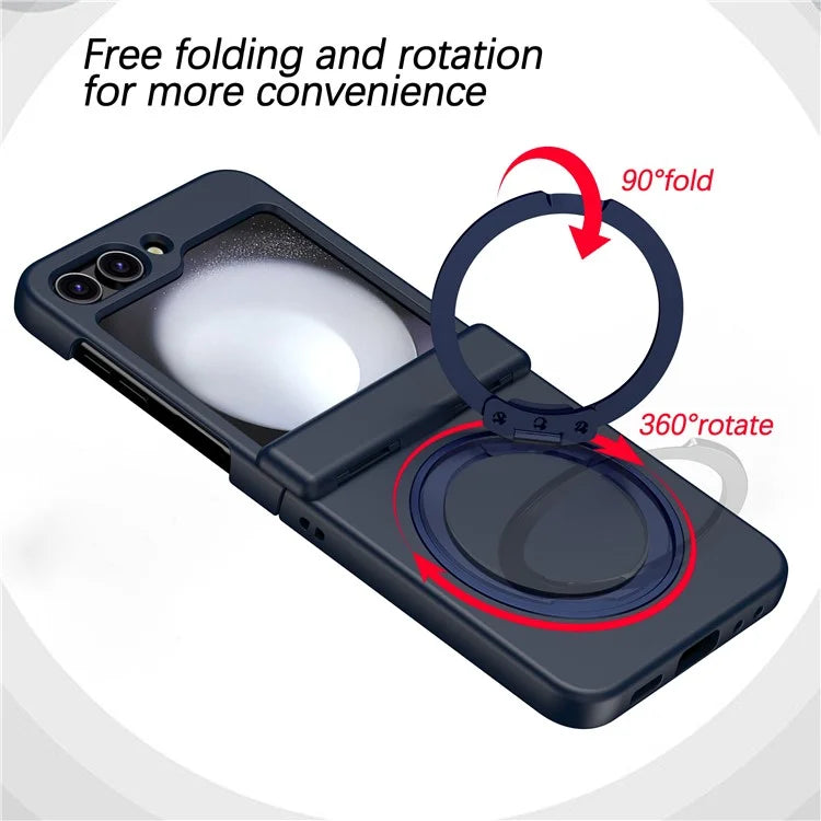 For Samsung Galaxy Z Flip5 5G Rotatable Ring Cover Hard PC Back Magnetic Phone Case