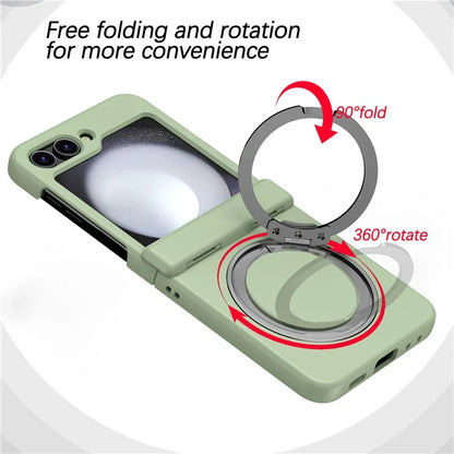 For Samsung Galaxy Z Flip5 5G Rotatable Ring Cover Hard PC Back Magnetic Phone Case