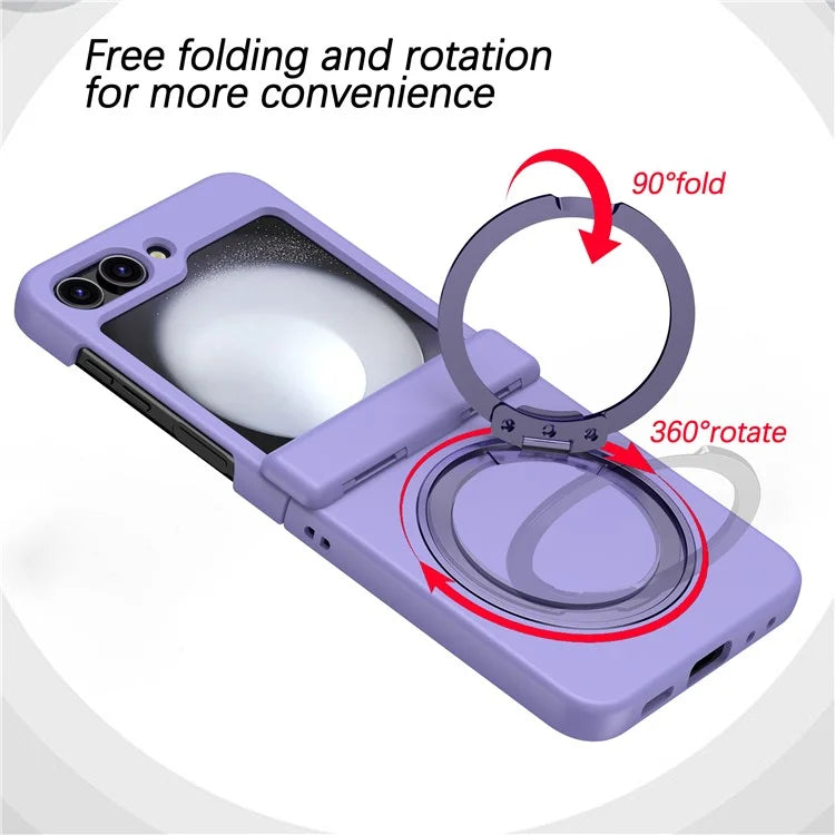 For Samsung Galaxy Z Flip5 5G Rotatable Ring Cover Hard PC Back Magnetic Phone Case