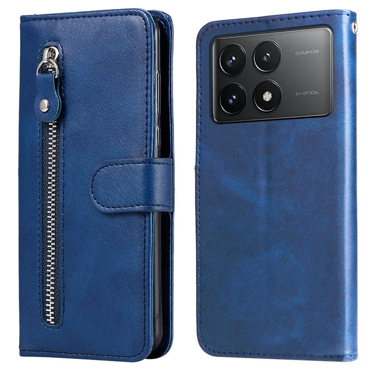 For Xiaomi Redmi K70E 5G / Poco X6 Pro 5G Magnetic Case PU Leather Zipper Pocket Phone Wallet Cover