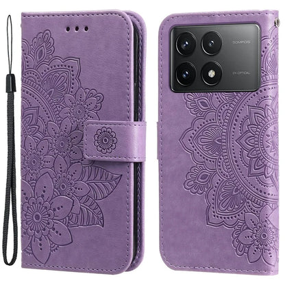 For Xiaomi Redmi K70E 5G / Poco X6 Pro 5G Case Flip Cover Flower PU Leather Wrist Strap Phone Shell