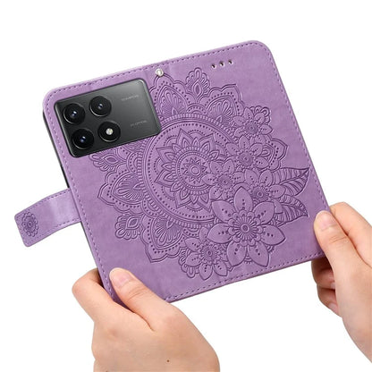 For Xiaomi Redmi K70E 5G / Poco X6 Pro 5G Case Flip Cover Flower PU Leather Wrist Strap Phone Shell