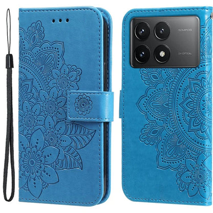 For Xiaomi Redmi K70E 5G / Poco X6 Pro 5G Case Flip Cover Flower PU Leather Wrist Strap Phone Shell