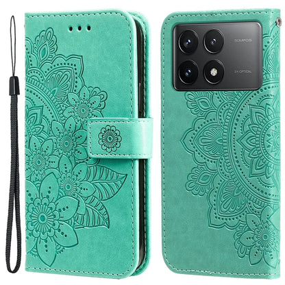 For Xiaomi Redmi K70E 5G / Poco X6 Pro 5G Case Flip Cover Flower PU Leather Wrist Strap Phone Shell