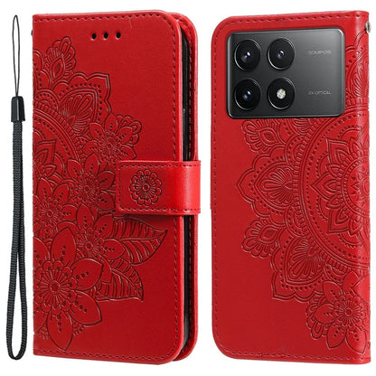 For Xiaomi Redmi K70E 5G / Poco X6 Pro 5G Case Flip Cover Flower PU Leather Wrist Strap Phone Shell