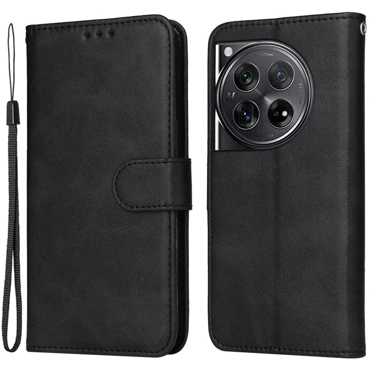 For OnePlus 12 5G Cell Phone Case Wrist Strap Leather Phone Cover Wallet with Stand