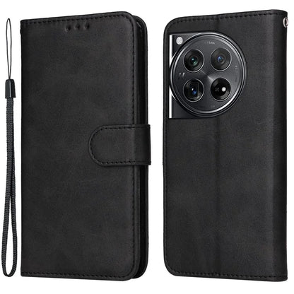 For OnePlus 12 5G Cell Phone Case Wrist Strap Leather Phone Cover Wallet with Stand