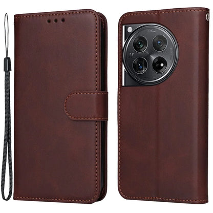 For OnePlus 12 5G Cell Phone Case Wrist Strap Leather Phone Cover Wallet with Stand