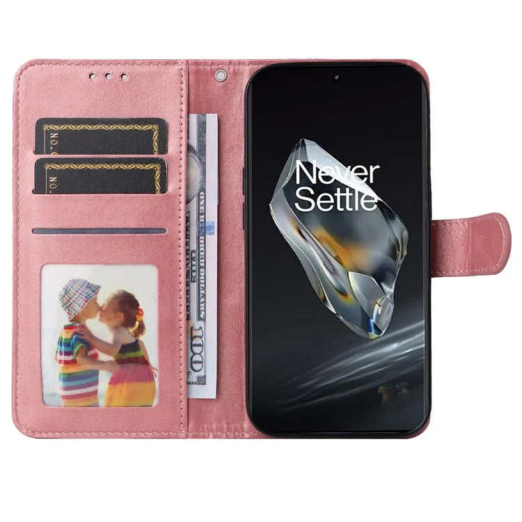 For OnePlus 12 5G Cell Phone Case Wrist Strap Leather Phone Cover Wallet with Stand