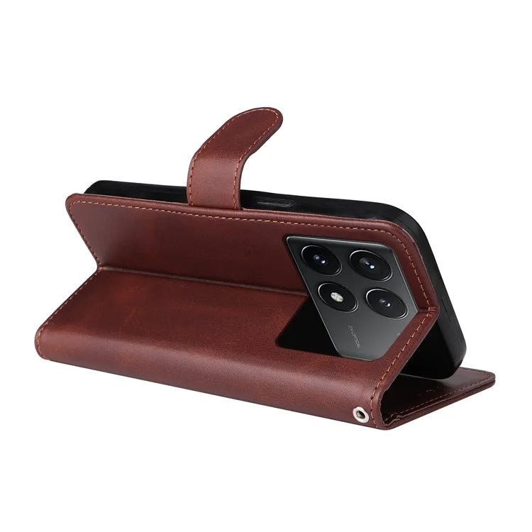 For Xiaomi Redmi K70E 5G / Poco X6 Pro 5G Wallet Phone Case Wrist Strap Leather Phone Cover with Stand