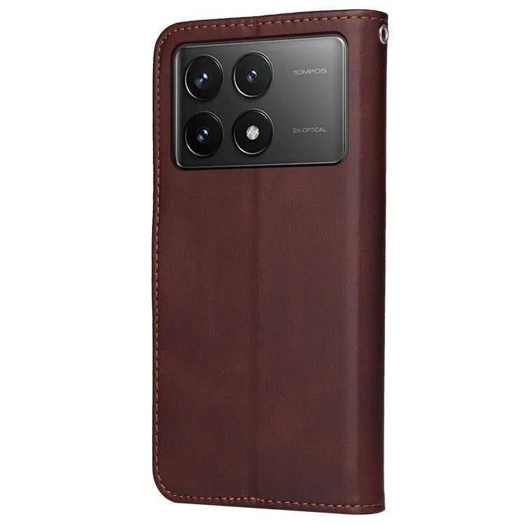 For Xiaomi Redmi K70E 5G / Poco X6 Pro 5G Wallet Phone Case Wrist Strap Leather Phone Cover with Stand