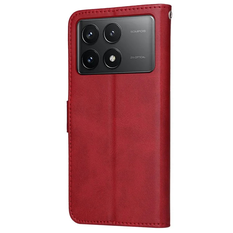 For Xiaomi Redmi K70E 5G / Poco X6 Pro 5G Wallet Phone Case Wrist Strap Leather Phone Cover with Stand